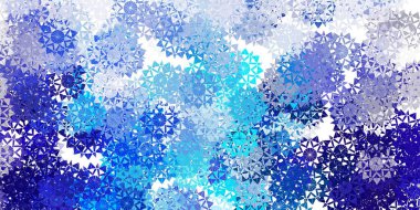 Açık pembe, mavi vektör arka planı ve Noel kar taneleri. Dekoratif Noel tarzında renkli kar unsurları. Yeni yıl arkaplanı.
