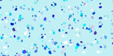 Açık pembe, Memphis şekilli mavi vektör dokusu. Basit gradyan şekilli renkli bir çizim. Reklamlarınız için modern tasarım.