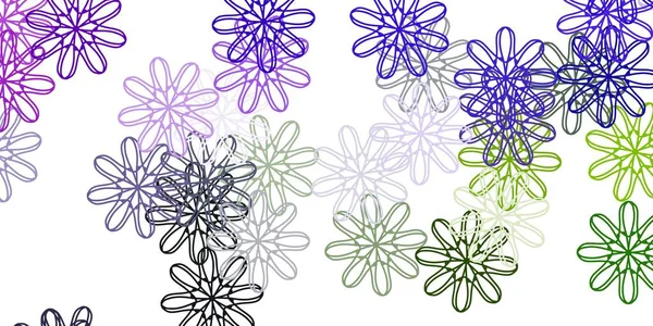 Rose Clair Fond Vectoriel Vert Doodle Avec Des Fleurs Fleurs — Image vectorielle