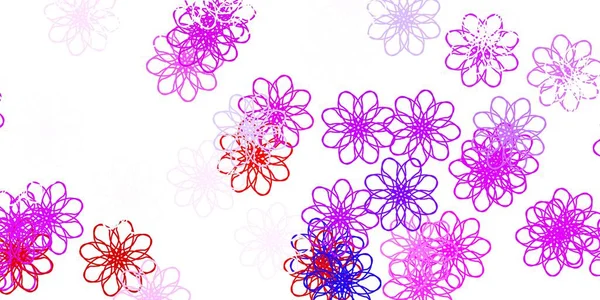 Bleu Clair Texture Vectorielle Rouge Doodle Avec Des Fleurs Illustration — Image vectorielle