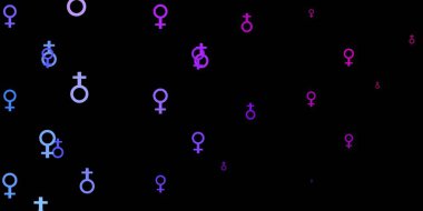 Feminizm elementleriyle açık yeşil vektör deseni. Modern stilde eğilim gösteren renkli feminizm sembolleri. Kadınların gücünü göstermek için en iyi tasarım..