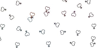 Açık mavi, feminizm unsurlu kırmızı vektör deseni. Kadınların güç ve güç göstergelerini gösteren bir ilüzyon. Duvar kağıtları için zarif tasarım.