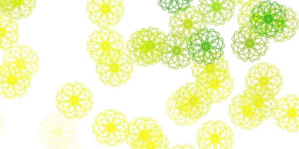 Verde Claro Amarillo Vector Doodle Fondo Con Flores Flores Coloridas — Archivo Imágenes Vectoriales