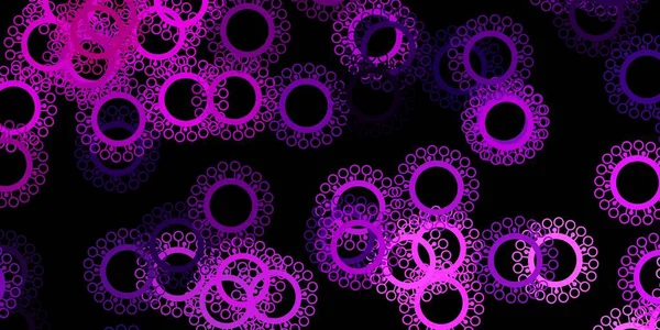 Scuro Viola Rosa Vettore Sfondo Con Simboli Del Virus Illustrazione — Vettoriale Stock