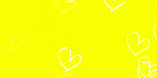 Padrão Vetor Amarelo Claro Com Corações Coloridos Ilustração Brilhante Decorativa —  Vetores de Stock