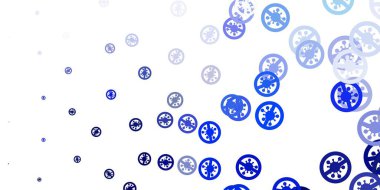 Açık mavi vektör şablonu ve grip belirtileri. Basit ve soyut bir şekilde renkli hastalık sembolleri. Tehlike ateşine karşı basit çizim.