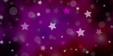 Daireli koyu pembe vektör şablonu, yıldızlar.