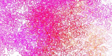 Açık mor, eğri çizgileri olan pembe vektör deseni. Soyut ve eğri çizgilerle renkli çizimler. Terfileriniz için akıllı tasarım.