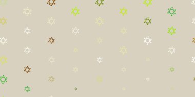 Açık yeşil, grip işaretli sarı vektör şablonu. Biyolojik değişim şekilli soyut çizimler. Biyolojik tehlike uyarısı için tasarım.