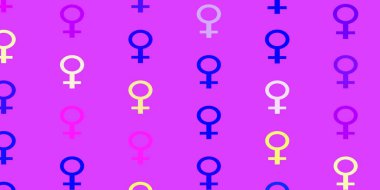 Açık pembe, feminizm unsurlu mavi vektör deseni. Kadın gücünün resmedildiği soyut bir çizim. Uygulamalarınız için akıllı tasarım.
