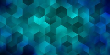 Altıgen kümeli koyu mavi vektör arkaplan. Renkli altıgenli bulanık arkaplan. Duvar kağıtlarının dokusu için desen.