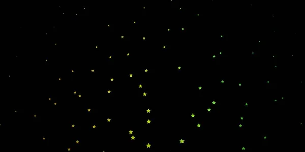 Темно Зеленый Желтый Векторный Фон Маленькими Большими Звездами — стоковый вектор