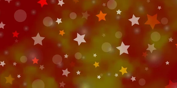 Luz Naranja Patrón Vectorial Con Círculos Estrellas — Vector de stock