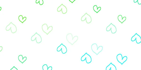 Açık Yeşil Vektör Dokusu Güzel Kalpleri Var Sevgililer Günü Için — Stok Vektör