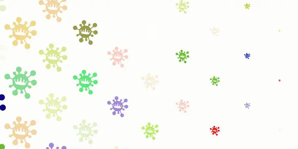 Licht Multicolor Vector Achtergrond Met Covid Symbolen Kleurrijke Gradiënt Ziektesymbolen — Stockvector