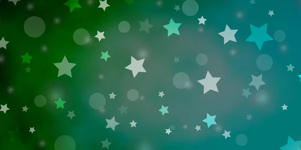 Azul Claro Diseño Vectorial Verde Con Círculos Estrellas Diseño Abstracto — Archivo Imágenes Vectoriales