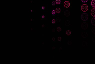 Din sembollü koyu pembe vektör dokusu. Cadılık formlarıyla soyut tarzda geçmişe dönük tasarım. Sihir için dizayn, ruhsal olaylar.