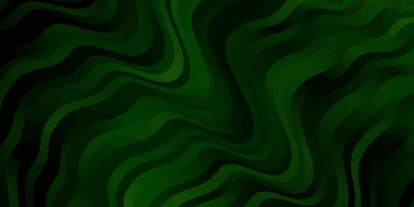 Fond Vectoriel Vert Foncé Avec Lignes Courbes Illustration Colorée Avec — Image vectorielle