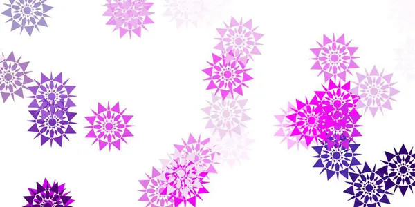 Padrão Vetor Rosa Claro Com Flocos Neve Coloridos Elementos Neve — Vetor de Stock