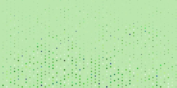 Hellgrüne Vektorkulisse Mit Punkten Illustration Mit Einer Reihe Leuchtender Farbenfroher — Stockvektor