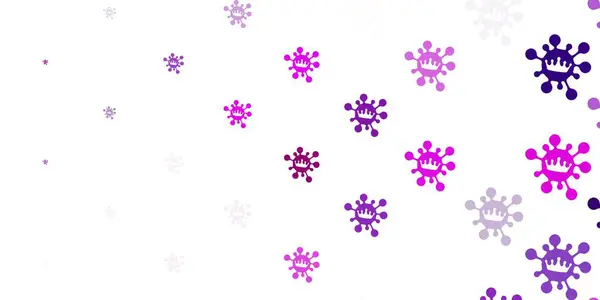 Luz Púrpura Fondo Vectorial Rosa Con Símbolos Covid Coloridos Símbolos — Vector de stock