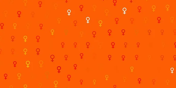 女性のパワーシンボルとライトオレンジベクトルの背景 現代的なスタイルのグラデーションとカラフルなフェミニズムのシンボル 壁紙のためのエレガントなデザイン — ストックベクタ