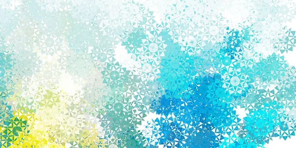 Lichtblauwe Gele Vectorlay Out Met Prachtige Sneeuwvlokken Abstracte Gradiënt Kleurrijke — Stockvector