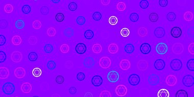 Gizemli sembollü ışık çok renkli vektör arkaplanı. Gotik eğilimli soyut illüstrasyon. En iyi tasarım Cadılar Bayramı olayları.