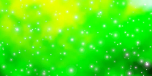 Светло Зеленый Желтый Векторный Фон Цветными Звездами Декоративная Иллюстрация Звездами — стоковый вектор
