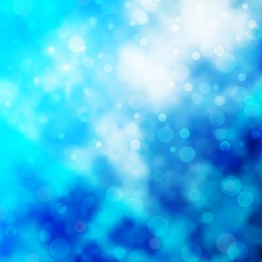 Lekeli hafif Mavili vektör arkaplanı. Baloncuklu gradyan tarzda soyut dekoratif tasarım. Duvar kağıtları, perdeler için desen.