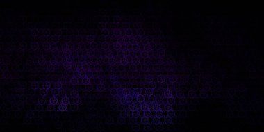 Sihirli elementlerle koyu mor vektör deseni. Sihirli ruhani güç işaretleri olan bir ilüzyon. Gizemli, mistik tasarımlar için arkaplan.