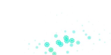 Açık yeşil vektör arkaplanı ve xmas kar taneleri. Kar taneleriyle soyut renkli çizimler. Yeni yıl tasarımı için poster ve afiş.