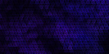 Sihirli elementlerle koyu mor vektör deseni. Gradyan simya şekilli renkli bir illüstrasyon. Doğaüstü tasvirler için basit tasarım.