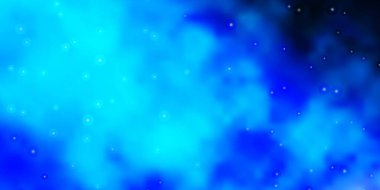 Soyut yıldızlı koyu mavi vektör deseni. Soyut tarzda renkli bir illüstrasyon ve değişken yıldızlar. Reklamınız, posteriniz, afişiniz için en iyi tasarım.