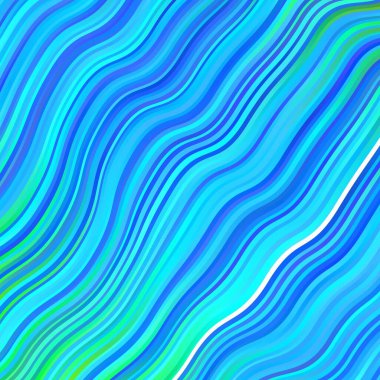 Açık mavi, kıvrımlı çizgileri olan yeşil vektör deseni. Soyut ve eğri çizgilerle renkli çizimler. Terfileriniz için akıllı tasarım.