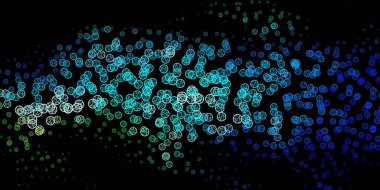 Koyu mavi, özel işaretli yeşil vektör şablonu. Sihirli ruhani güç işaretleri olan bir ilüzyon. Doğaüstü tasvirler için basit tasarım.