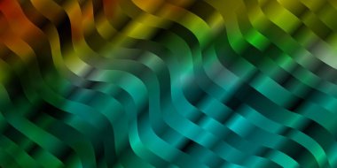 Açık yeşil, kıvrımlı çizgileri olan sarı vektör şablonu. Eğimli dairesel kavisli parlak bir illüstrasyon. Web siteleri, iniş sayfaları için desen.