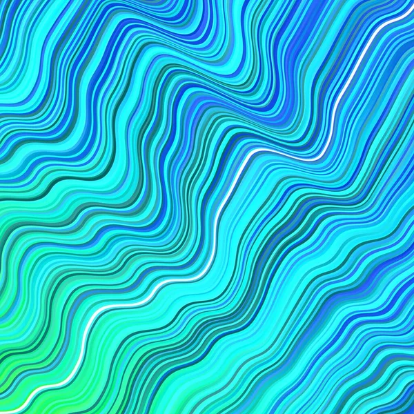 Світло Блакитний Зелений Векторний Фон Кривими Яскравий Зразок Різнокольоровими Вигнутими — стоковий вектор