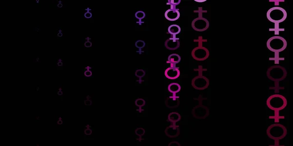 Dark Purple Pink Vector Pattern Feminism Elements Colorful Feminism Symbols — Stock Vector
