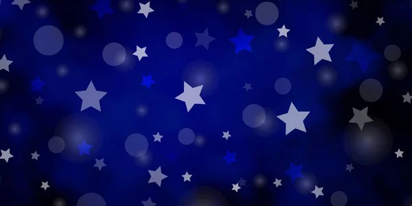 Fondo Vector Azul Oscuro Con Círculos Estrellas — Archivo Imágenes Vectoriales