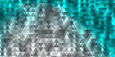 Açık mavi, yeşil vektör arkaplan, çizgiler, üçgenler. Renkli üçgenlerle soyut çizimler yaparak. Reklamlar için desen.