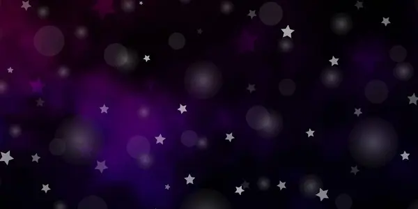 Темно Фиолетовая Розовая Векторная Текстура Кругами Звездами — стоковый вектор