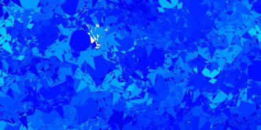 Üçgen şekilli açık mavi vektör şablonu. Renkli üçgenler aralığıyla soyut bir illüstrasyon. İniş sayfaları.