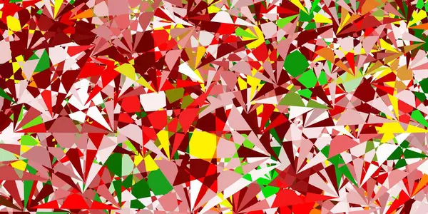 Lichtgroene Rode Vectorachtergrond Met Driehoeken Illustratie Met Abstracte Kleurrijke Driehoekige — Stockvector