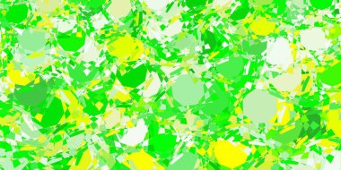 Açık yeşil, üçgen formlu sarı vektör düzeni. Üçgen şekilleri soyut bir şekilde renk değişimine sahiptir. Terfi modelleri.