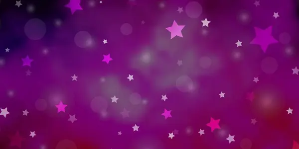 Luz Púrpura Rosa Vector Fondo Con Círculos Estrellas — Archivo Imágenes Vectoriales