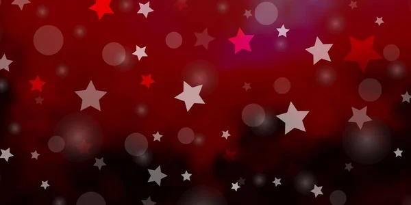 Rosa Claro Fondo Vector Rojo Con Círculos Estrellas — Archivo Imágenes Vectoriales