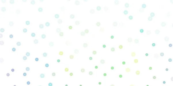 Fond Bleu Clair Vecteur Vert Doodle Avec Fleurs Illustration Avec — Image vectorielle