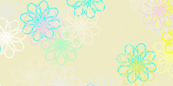 Légère Texture Vectorielle Multicolore Doodle Avec Des Fleurs Design Moderne — Image vectorielle