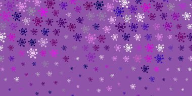 Grip belirtileriyle açık pembe vektör şablonu. Basit ve soyut bir şekilde renkli hastalık sembolleri. Salgın bilgisine karşı basit tasarım.